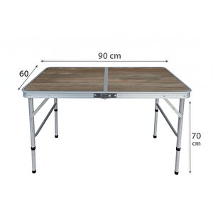 Katlanabi̇li̇r Kamp Masasi, Alümi̇nyum, 60x90 Ölçü, Pi̇kni̇k Masasi, Ahşap Renk