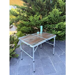 Katlanabi̇li̇r Kamp Masasi, Alümi̇nyum, 60x90 Ölçü, Pi̇kni̇k Masasi, Ahşap Renk