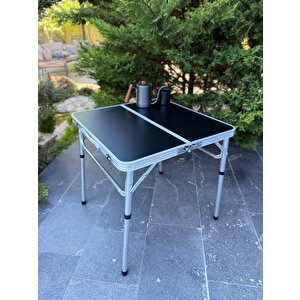 Modulbox Katlanabi̇li̇r Kamp Masasi, Alümi̇nyum, 60x60 Ölçü, Pi̇kni̇k Masasi, Si̇yah Renk