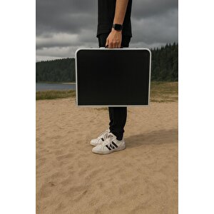 Modulbox Katlanabi̇li̇r Kamp Masasi, Alümi̇nyum, 60x90 Ölçü, Pi̇kni̇k Masasi, Si̇yah Renk