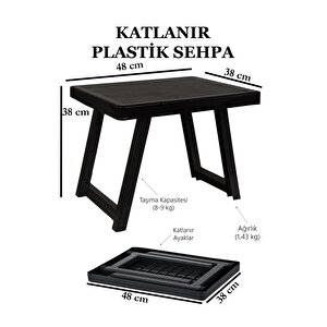 Kamp Sehpa Tabure Seti, Katlanır Plastik Kamp Masası Ve 4 Adet Tabure-laci̇vert