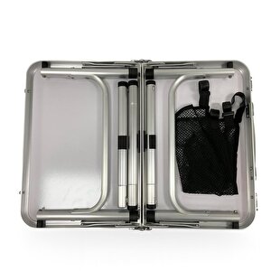 Modulbox Katlanabi̇li̇r, Ayarlanabi̇li̇r, Alümi̇nyum, 45x60 Cm, 2 Yüksekli̇, Kamp Masasi, Pi̇kni̇k Masasi, Açik Yeşi̇l