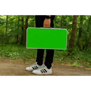 Modulbox Katlanabi̇li̇r, Kamp Masasi, Alümi̇nyum, 60x60 Ölçü, Pi̇kni̇k Masasi, Yeşi̇l Renk