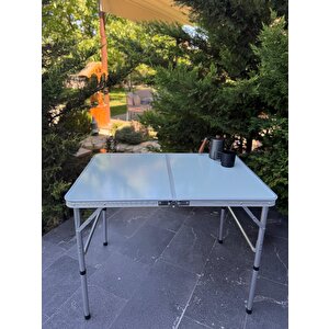 Katlanabi̇li̇r Kamp Masasi, Alümi̇nyum, 60x90 Cm Ölçü, Pi̇kni̇k Masasi, Açik Yeşi̇l