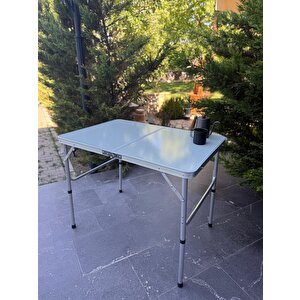 Modulbox Katlanabi̇li̇r Kamp Masasi, Alümi̇nyum, 60x90 Cm Ölçü, Pi̇kni̇k Masasi, Açik Yeşi̇l