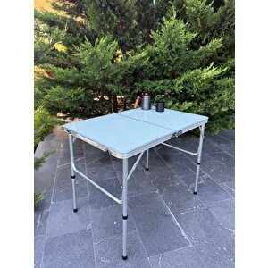 Modulbox Katlanabi̇li̇r Kamp Masasi, Alümi̇nyum, 60x90 Cm Ölçü, Pi̇kni̇k Masasi, Açik Yeşi̇l