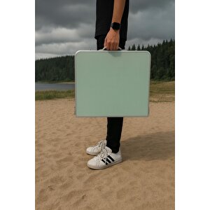 Modulbox Katlanabi̇li̇r Kamp Masasi, Alümi̇nyum, 60x90 Cm Ölçü, Pi̇kni̇k Masasi, Açik Yeşi̇l