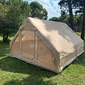Yek Outdoor 420d Oxford 12 Kişilik 4 Mevsim Soba Çıkışlı Şişme Kamp Çadırı – Pompalı, 400x300x210 Cm