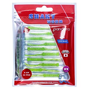 Shaky Worm 5cm 10 Adet Lrf Silikonu Green Glitter