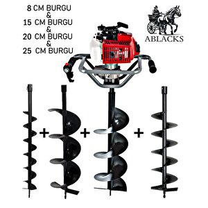 Lüks Toprak Burgu Makinesi 8 – 15 – 20 - 25 Cm 4 Burgulu