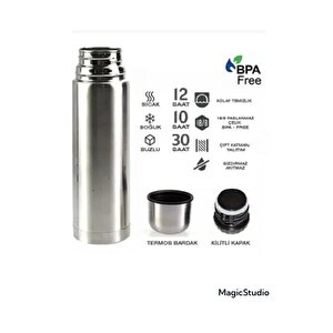 Çelik 750 Ml İnox Mama Termosu Evde Kampta Ofiste Içi Dışı Çelik Kırılmaz