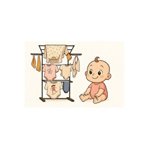 3 Katlı Bebek Çamaşır Kurutma Askısı