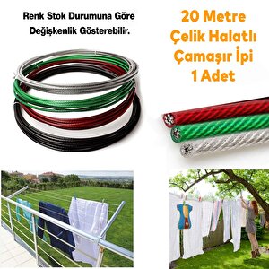 Çamaşır Kurutma Halatı Çelik Halat Kupeşte Asma Çelik Çamaşır İpi 20 Metre Balkon Korkuluk Askısı İp