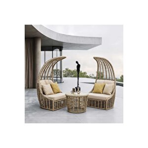Seashell Rattan Bahçe Takımı 2 Koltuk + Sehpa