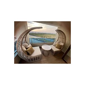 Seashell Rattan Bahçe Takımı 2 Koltuk + Sehpa