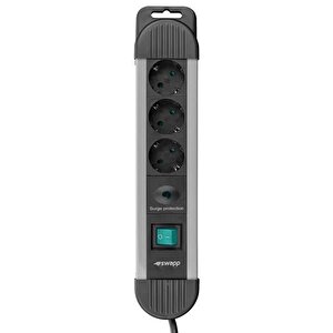 Swapp Spgks03 1.5m 3g1.5mm2 900 Joule 3-lü Akım Kor. Gri Priz Çoklayıcı