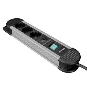 Swapp Spgks03 1.5m 3g1.5mm2 900 Joule 3-lü Akım Kor. Gri Priz Çoklayıcı