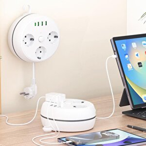 Vea Ve-26583 3'lü 1.5 Metre Kablolu 3 Usb / Type-c Girişli Akım Korumalı Grup Priz