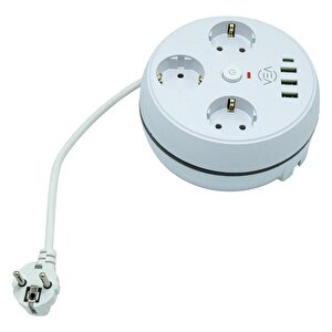 Vea Ve-26583 3'lü 1.5 Metre Kablolu 3 Usb / Type-c Girişli Akım Korumalı Grup Priz