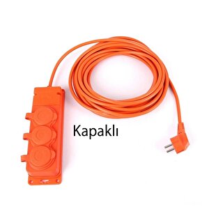 Uzatma Kablosu Monofaze Cca 3x2.5 Mm Çoğaltıcı Seyyar Topraklı Kapaklı 3'lü Grup Priz Fiş 20 Metre