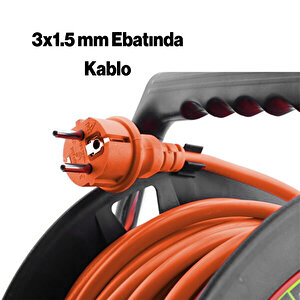Plastik Makaralı Cca Kablo 4 Prizli Seyyar Uzatma Kablosu 3x1.5 Mm 20 Metre Alüminyum Alaşım Kablosu