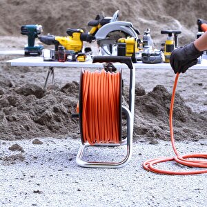 Seyyar Makaralı Cca Uzatma Kablosu 3x2.5 Mm 40 Metre Termal Sigortalı Plastik 4 Prizli Monofaze
