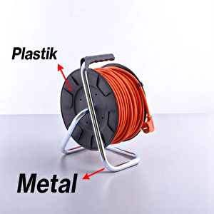Seyyar Plastik Makaralı Cca Kablo 4 Prizli Uzatma Kablosu 3x2.5 Mm 20 Metre Alüminyum Alaşım Kablosu