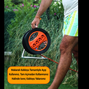 Seyyar Plastik Makaralı Cca Kablo 4 Prizli Uzatma Kablosu 3x2.5 Mm 20 Metre Alüminyum Alaşım Kablosu