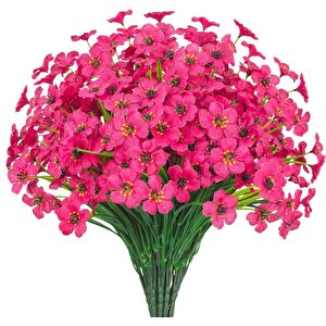 6lı Set Yapay Çiçek Sazlı Mine Fuşya Renk 5 Dallı 33cm