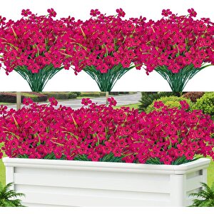 12li Set Yapay Çiçek Sazlı Mine Fuşya Renk 5 Dallı 33cm