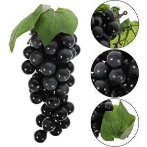 2li Set Yapay Meyve Siyah Üzüm Süs Dekoratif Sahte Meyve 15cm