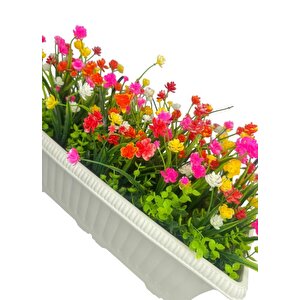 Yapay Çiçek Renkli Mini Lotus Çiçekli Krem Küpeşte Askılı Balkon Çiçeği Balkon Saksısı