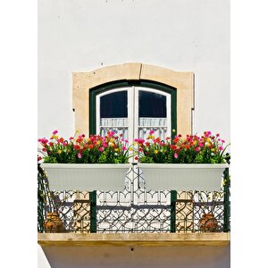 Yapay Çiçek Renkli Mini Lotus Çiçekli Krem Küpeşte Askılı Balkon Çiçeği Balkon Saksısı