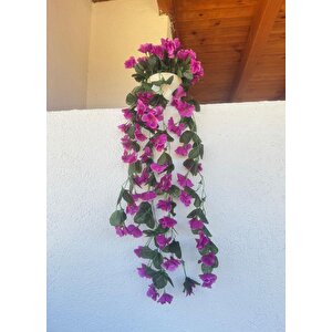 Yapay Çiçek Sarkan Lila Menekşe Krem Rengi Saksıda 4 Sarkan Dallı 70cm