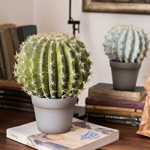 Yapay Çiçek Echinocactus Grusonii Altın Fıçı Kaktüs  35*35cm Cactüs  Sk4011