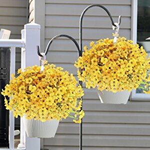 12li Set Yapay Çiçek Sazlı Mine Sarı Renk 5 Dallı 33cm
