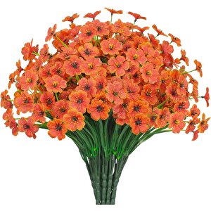 6lı Set Yapay Çiçek Sazlı Mine Turuncu Renk 5 Dallı 33cm
