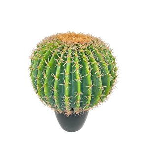 Yapay Çiçek Echinocactus Grusonii Altın Fıçı Kaktüs Siyah Saksıda 50*35cm Cactüs  Sk4011s