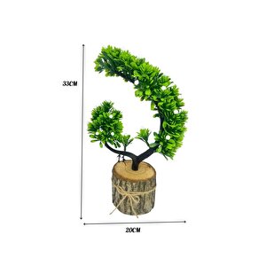 Yapay Çiçek Beyaz Çiçekli Bonsai Ağacı Dekoratif Kütük Saksıda Yapay Ağaç Bonzai Hilal Model