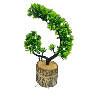 Yapay Çiçek Beyaz Çiçekli Bonsai Ağacı Dekoratif Kütük Saksıda Yapay Ağaç Bonzai Hilal Model