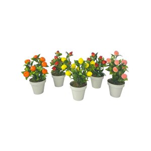 5li Set Yapay Çiçek Mini Saksıda Meyveler 20cm