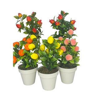 5li Set Yapay Çiçek Mini Saksıda Meyveler 20cm