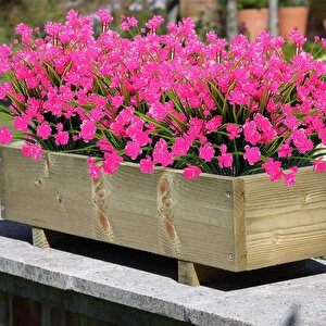 6lı Set Yapay Çiçek Sazlı Lotus Pembe Renk 7 Dal Plastik  30cm