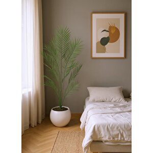 Yapay Ağaç 20 Yaprak Palmiye Ağacı Beyaz Küre Saksıda 130*60cm