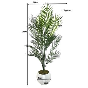Yapay Ağaç 20 Yaprak Palmiye Ağacı Beyaz Küre Saksıda 130*60cm