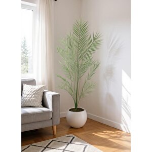 Yapay Ağaç 20 Yaprak Palmiye Ağacı Beyaz Küre Saksıda 130*60cm