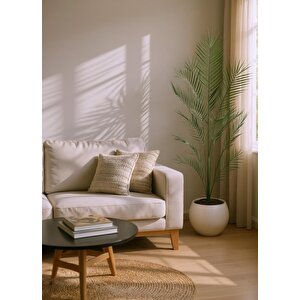 Yapay Ağaç 20 Yaprak Palmiye Ağacı Beyaz Küre Saksıda 130*60cm