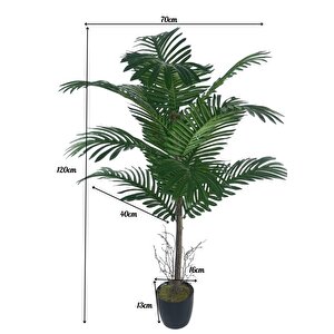 Yapay Ağaç Palmiye 12yaprak Areka Ağacı Siyah Saksıda Tek Gövdeli 120*70cm