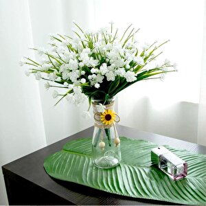 6lı Set Yapay Çiçek Sazlı Lotus Beyaz Renk 7 Dal Plastik  30cm