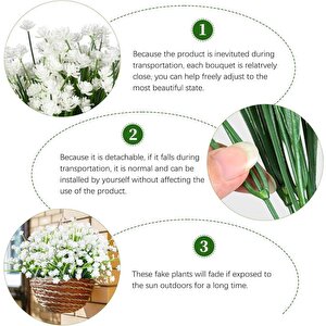6lı Set Yapay Çiçek Sazlı Lotus Beyaz Renk 7 Dal Plastik  30cm